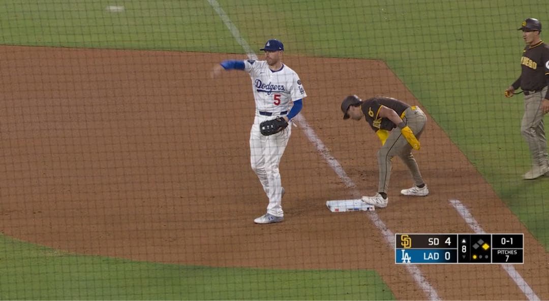 ドジャース戦　実使用ボール　ボガーツ 安打　フリーマン牽制