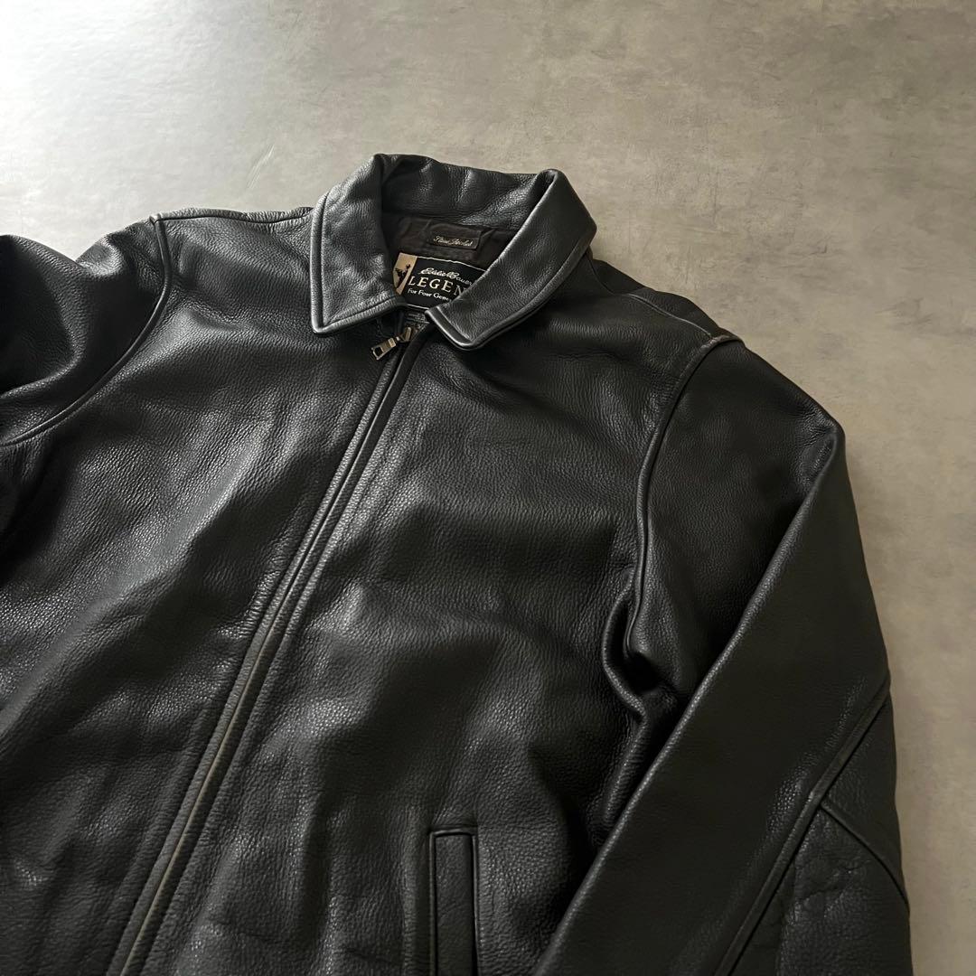 Eddie Bauer エディーバウアー レザー シングル ジャケット ブラック