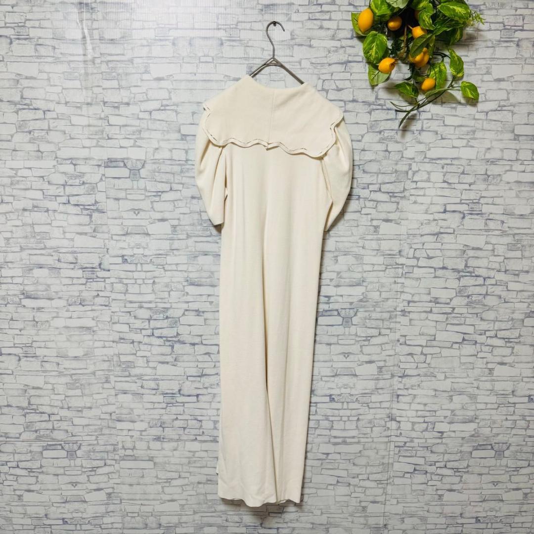 セルフォード　 22年モデル　ロングワンピース ニット パフスリーブ　白　38