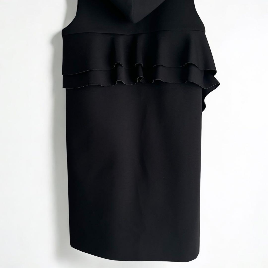 【美品】yori ヨリ ベスト ジレ ロングコート 黒 アシンメトリー フリル