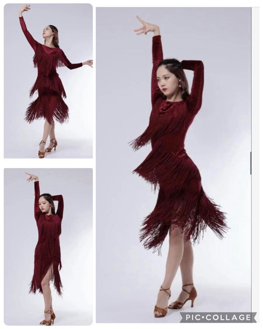 gentil フリンジ×ベロア　ラテンワンピース