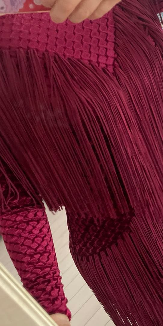 gentil フリンジ×ベロア　ラテンワンピース