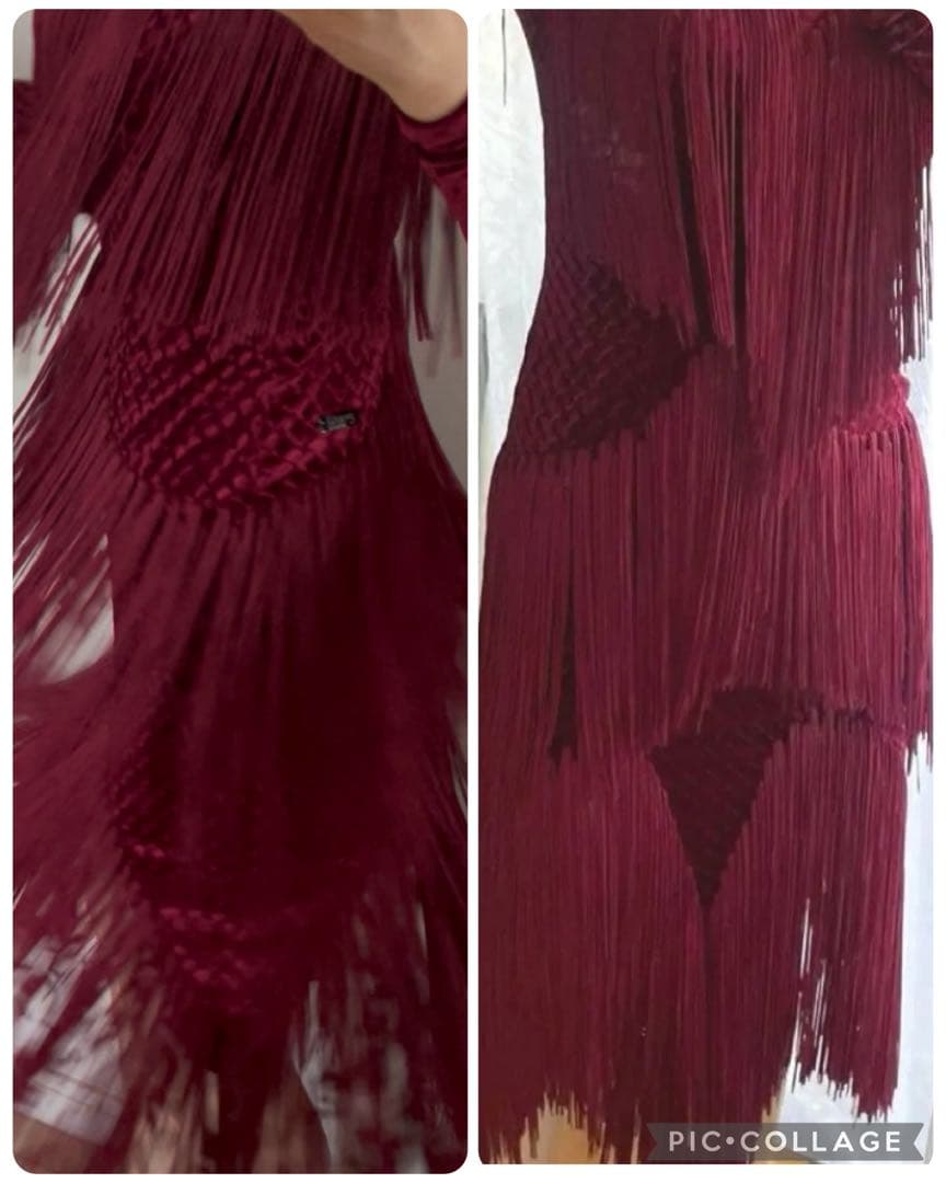 gentil フリンジ×ベロア　ラテンワンピース