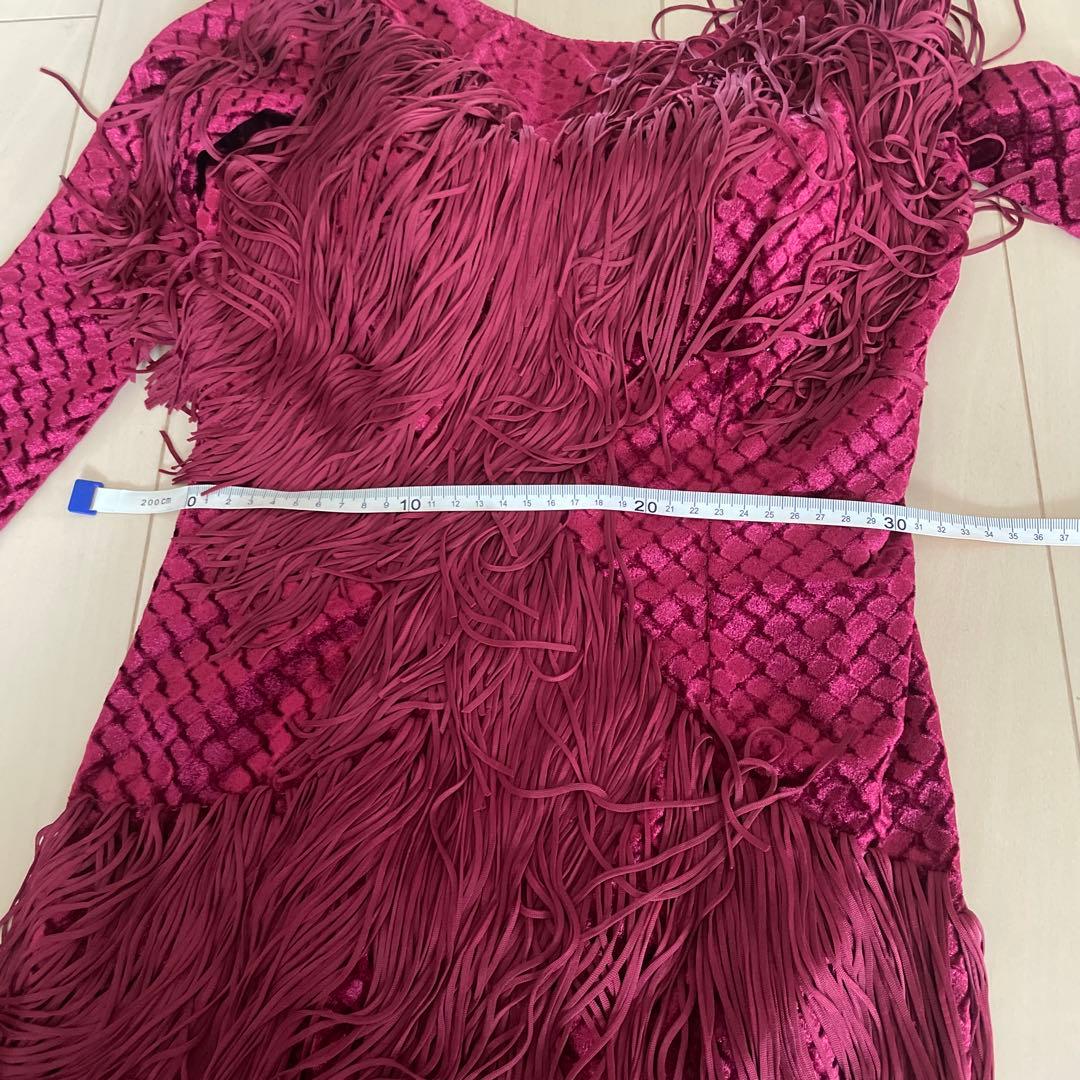 gentil フリンジ×ベロア　ラテンワンピース