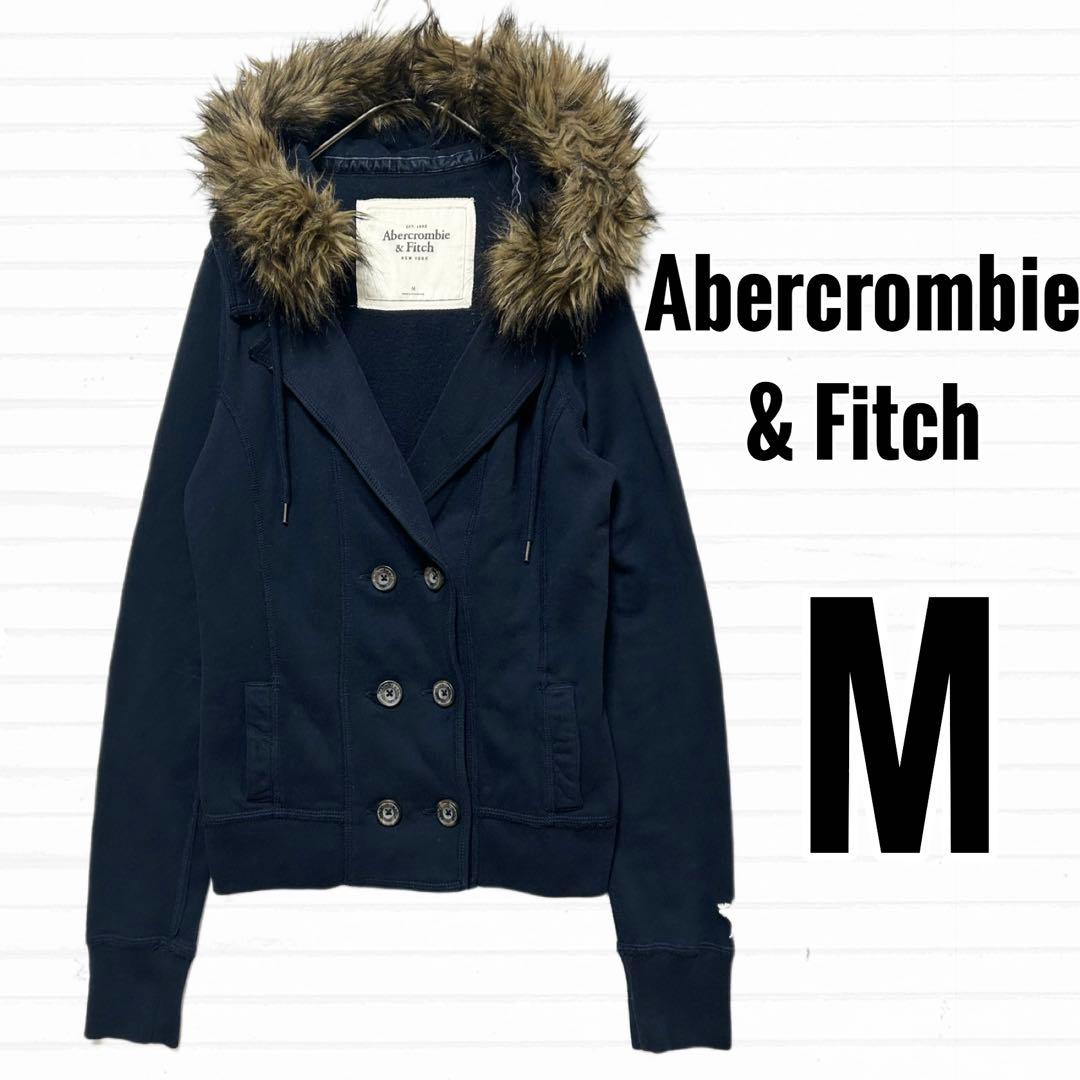 アバクロンビー&フィッチ　アバクロ　パーカー　ファー　ダブルボタン　紺　【M】