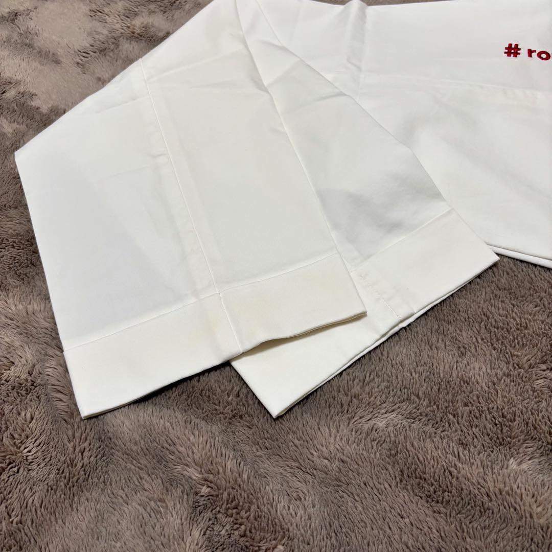 ラフアンドスウェル ストレッチテーパードパンツ 白 M 裾ダブル仕上げ