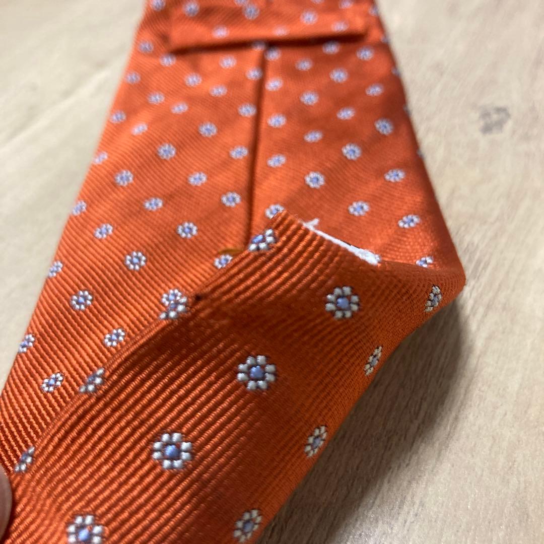 E.MARINELLA マリネッラ ネクタイ オレンジ　花柄 ドット シルク