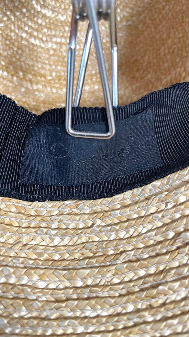 Pois E ポイズ・エ 麦わら帽子 黒リボン付