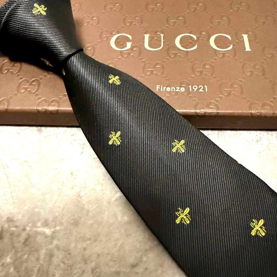 【✨極美品✨】GUCCI グッチ ネクタイ 蜂 ビー ソリッド系 ハイブランド