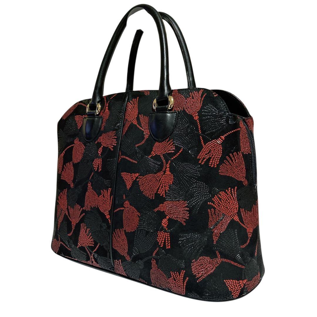 印傳屋 ベネッセージ ハンドバッグ 二色 房模様 鹿革 甲州印傳 房柄 タッセル