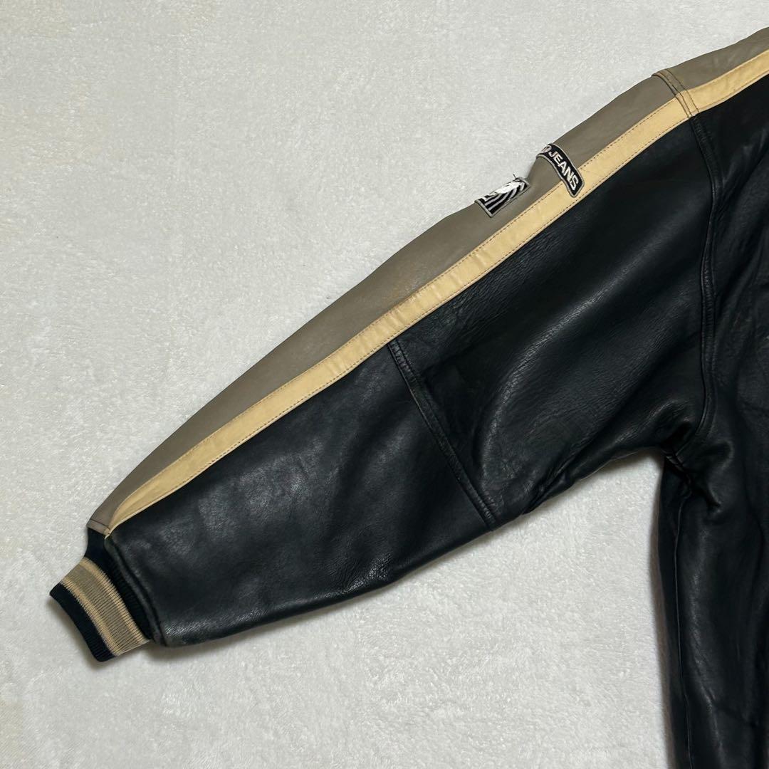 希少　ヴィンテージ　ラムレザージャケット　ワッペンXL プロフェッショナルレザー