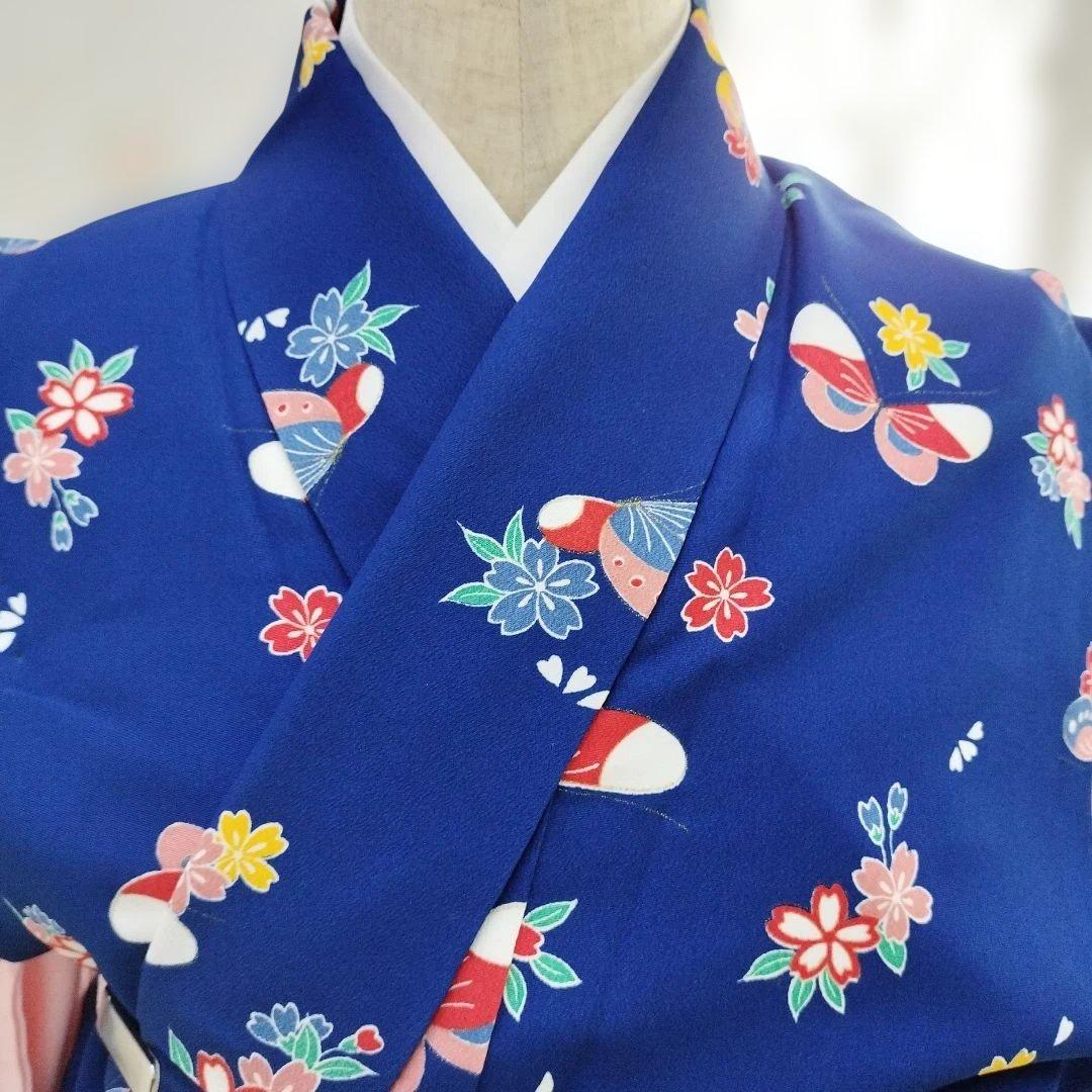 13歳用？　お着物　蝶柄　青