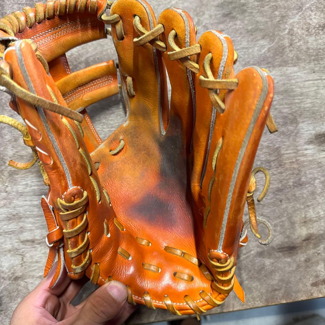 オレンジレザー 硬式野球グローブ