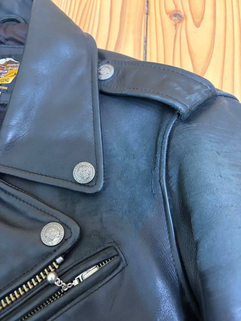 HARLEY DAVIDSON レザー ダブルライダースジャケットXSサイズ 黒