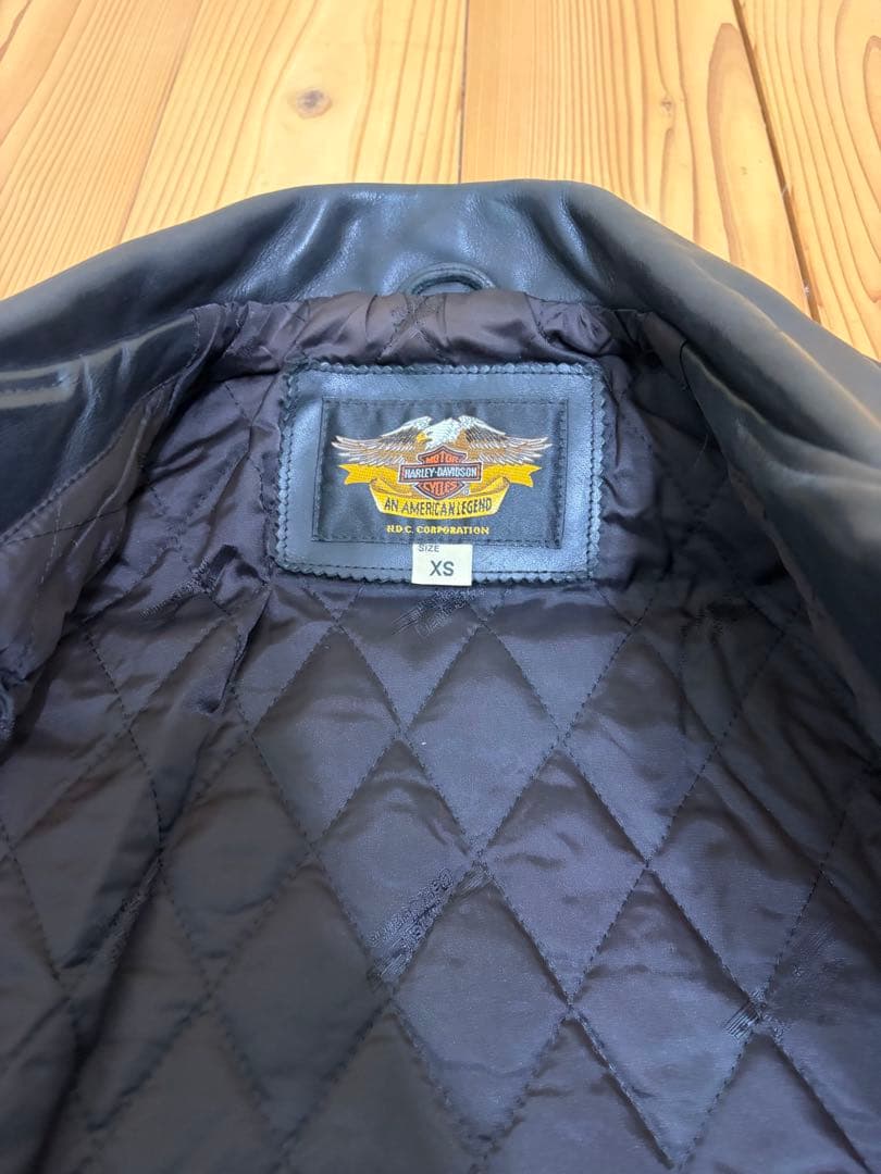 HARLEY DAVIDSON レザー ダブルライダースジャケットXSサイズ 黒