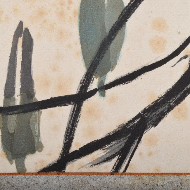 中国　斉白石　水墨画　花昆虫図　額装　N　8565A