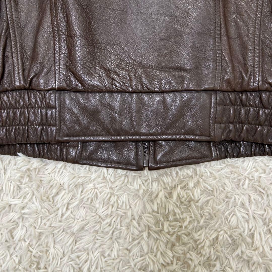 ウィルソンズ ブルゾン レザージャケット ブラウン XL 短丈 襟付き 大きめ