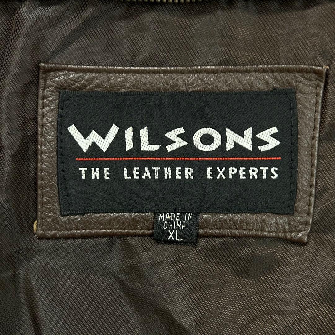 ウィルソンズ ブルゾン レザージャケット ブラウン XL 短丈 襟付き 大きめ