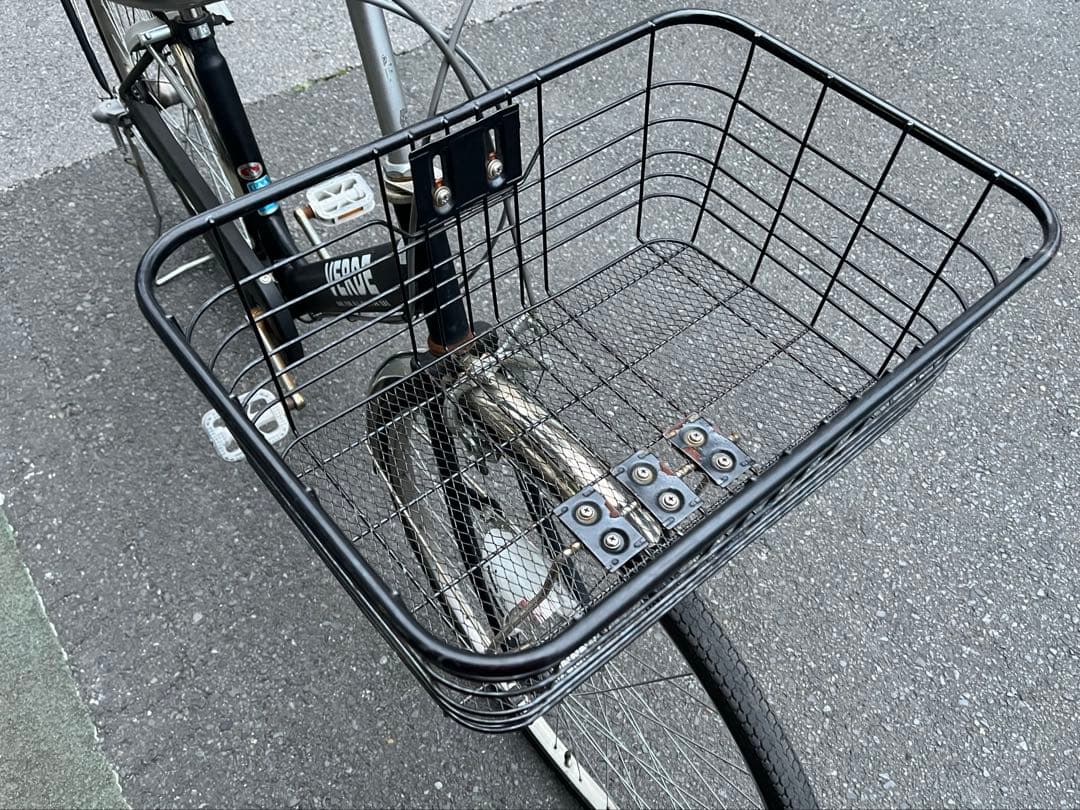 か*な様 中古美品LEDオートライト内装3段自転車★大型カゴ★27インチ★黒※配