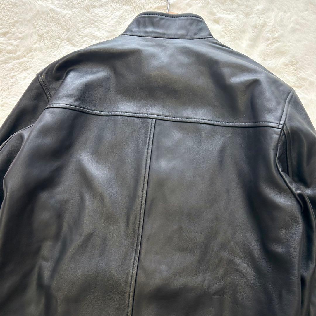 【美品】定価15万Theory 高級 ラムレザージャケットライダース 黒