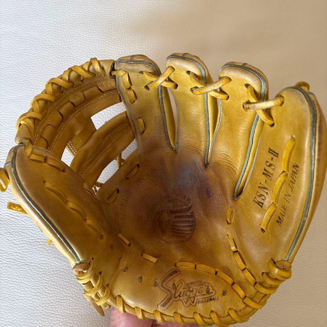 久保田スラッガー　軟式　内野手用グローブ　イエロー　グローブ袋付き