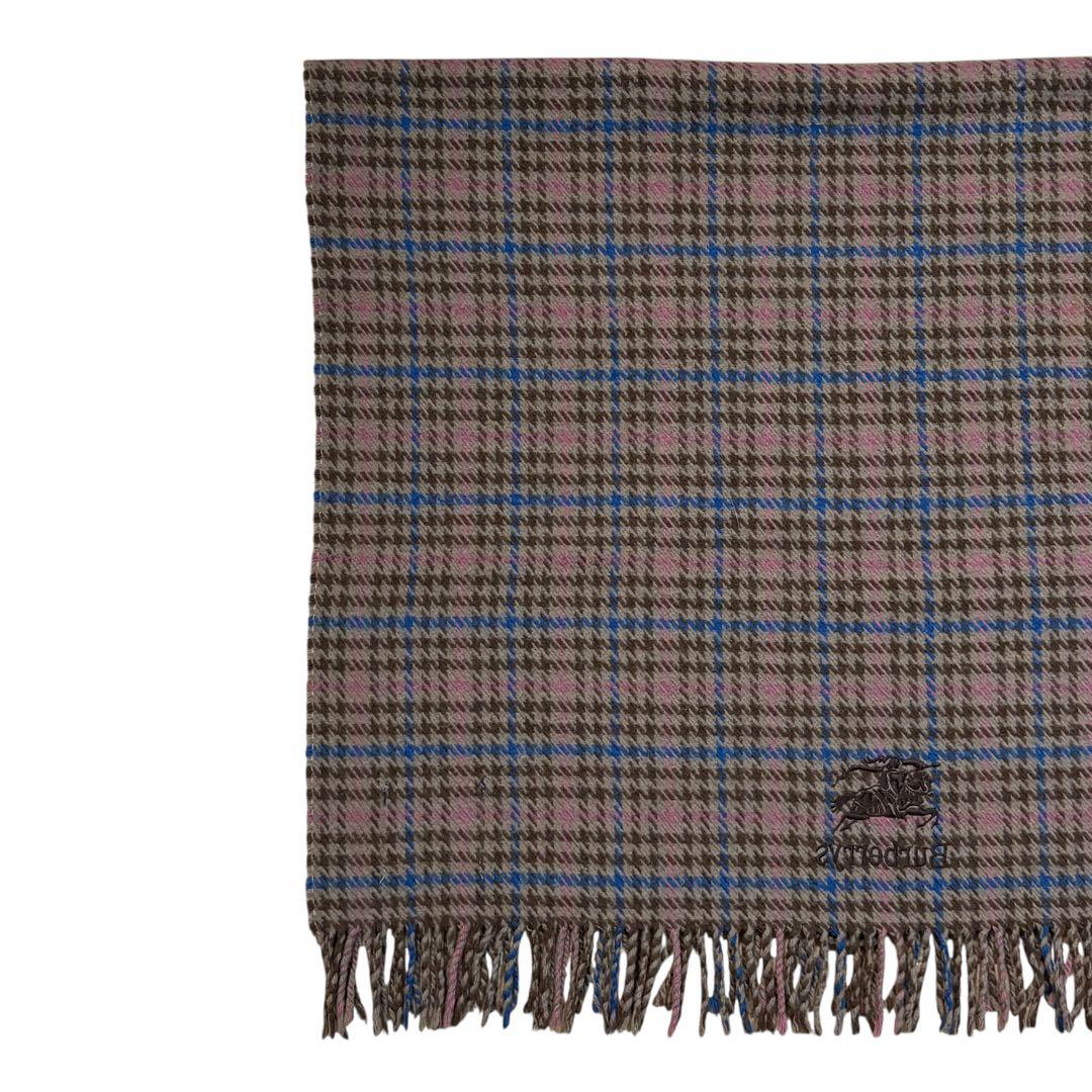 BURBERRY バーバリー ブランケット 毛 ベージュ チェック柄 フリンジ