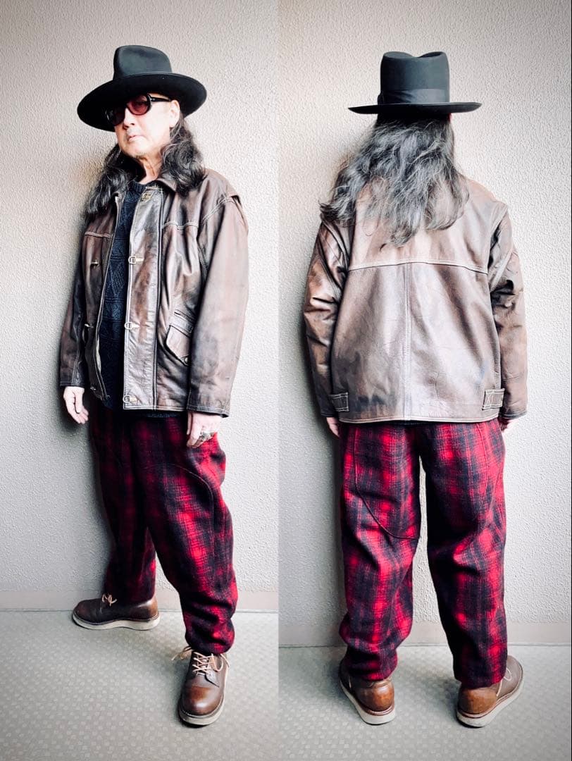 Euro vintage KONELY レザーファイアーマンジャケット L相当