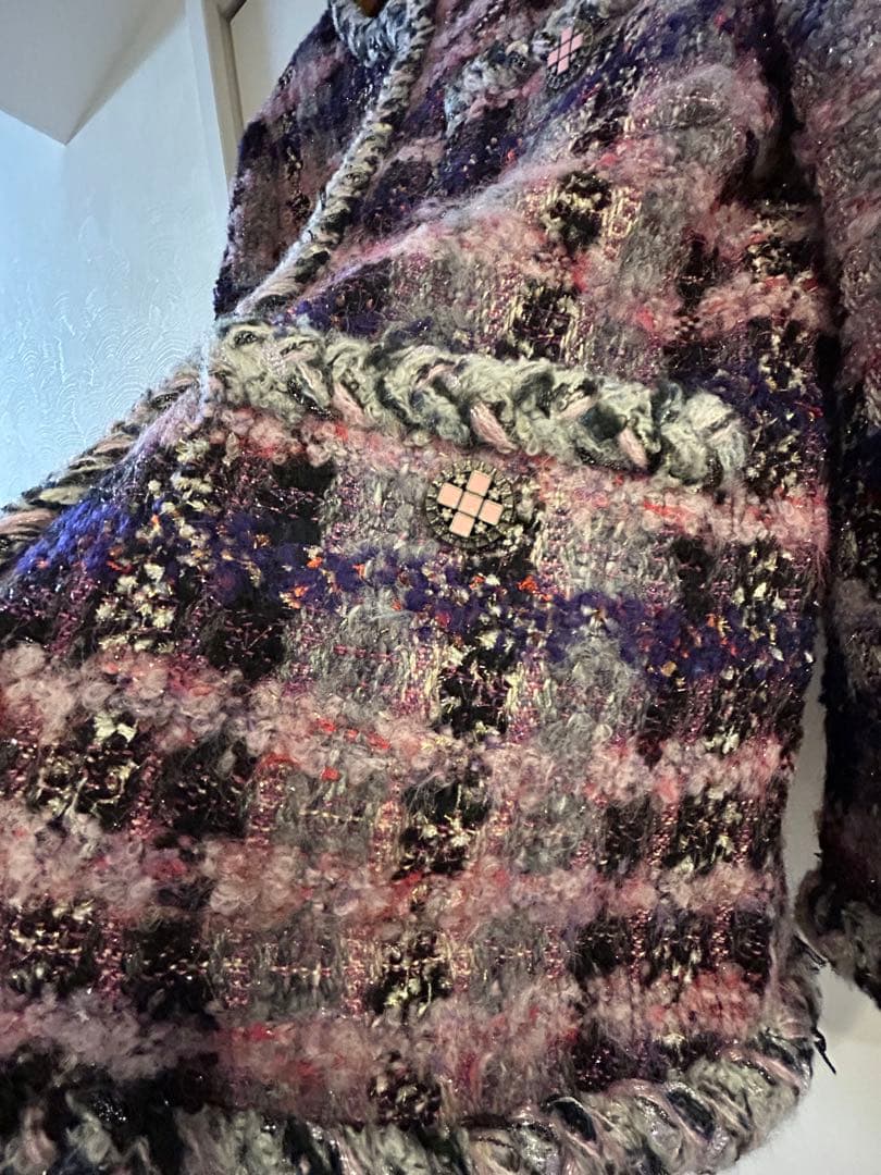 coco風　ツイード チェック柄 woolジャケット