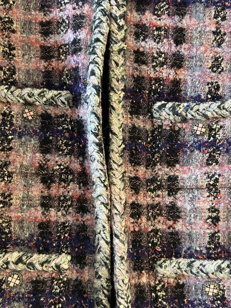 coco風　ツイード チェック柄 woolジャケット