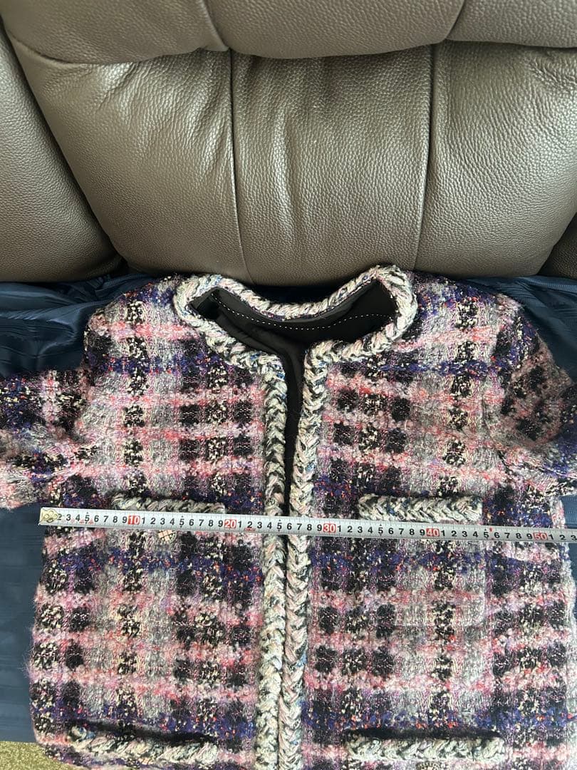 coco風　ツイード チェック柄 woolジャケット