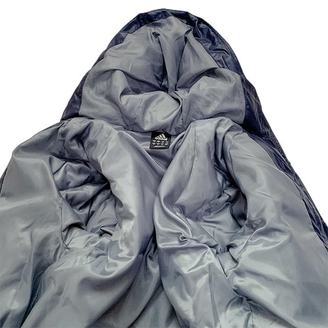 美品✨adidas ダウン ベンチコート M ネイビー 3ストライプ フェザー