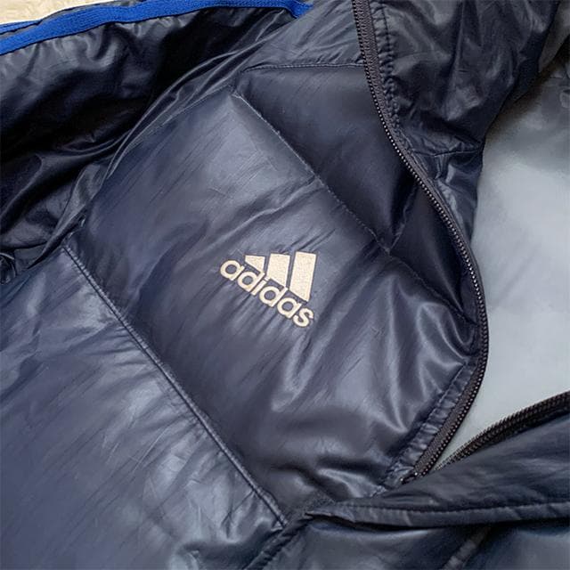 美品✨adidas ダウン ベンチコート M ネイビー 3ストライプ フェザー