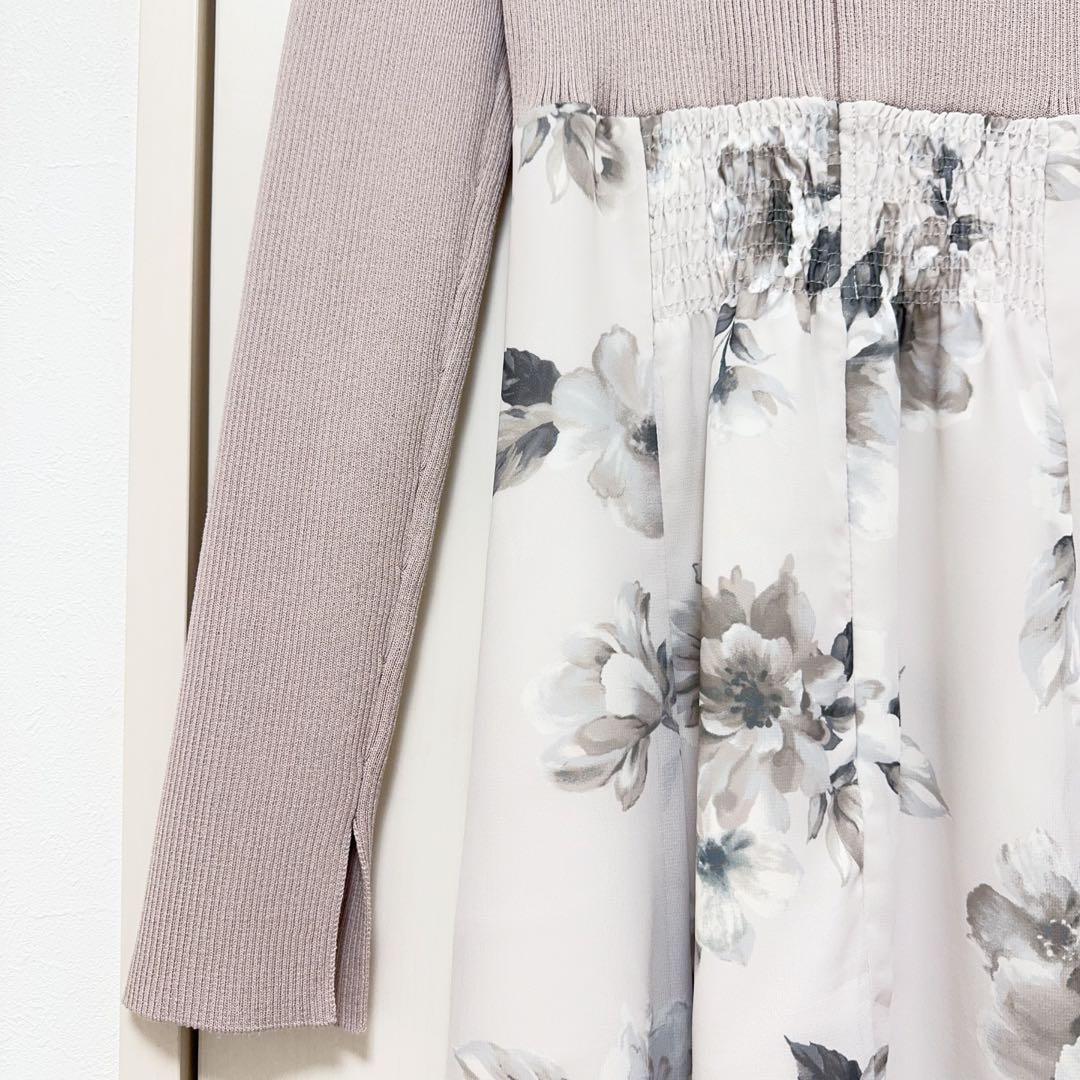 MERCURYDUO フラワードッキングロングスリーブワンピース