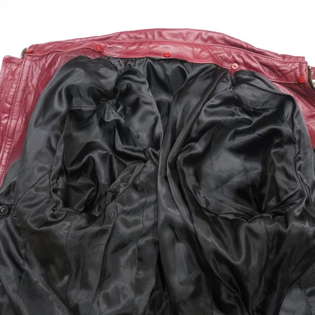 A.S.M シングルライダースジャケット 水牛革 ワインレッド 赤 48 本革