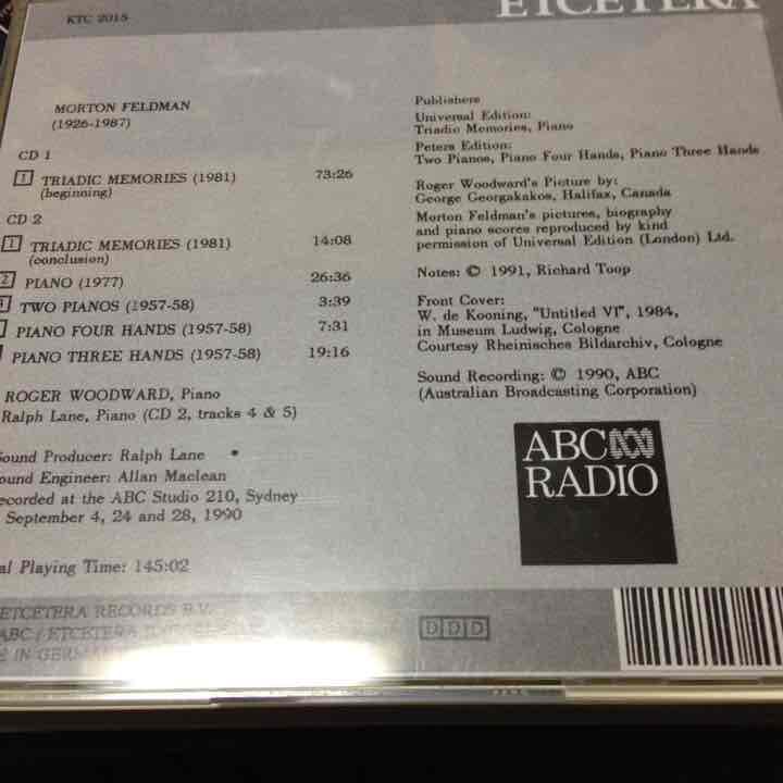 現代音楽 モートン・フェルドマン ピアノ作品集 ウッドワード