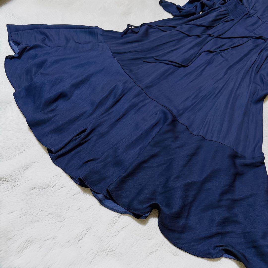 【23SS】CELFORD☆割繊サテンギャザースリーブワンピース☆36☆フレア☆