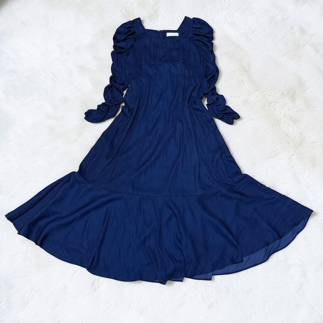 【23SS】CELFORD☆割繊サテンギャザースリーブワンピース☆36☆フレア☆