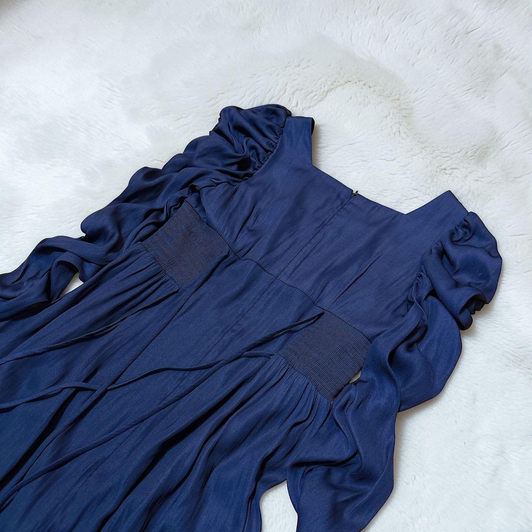 【23SS】CELFORD☆割繊サテンギャザースリーブワンピース☆36☆フレア☆