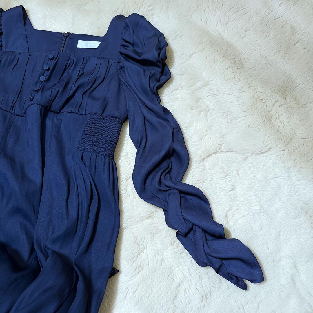 【23SS】CELFORD☆割繊サテンギャザースリーブワンピース☆36☆フレア☆