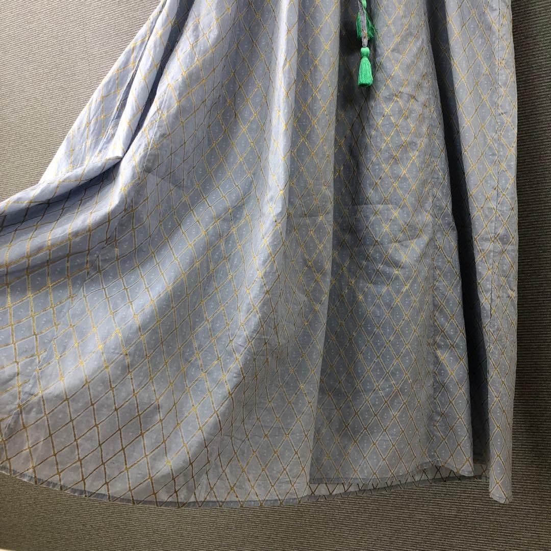 ヌキテパ DIA CHECK PRINT EMB DRESS S ライトブルー