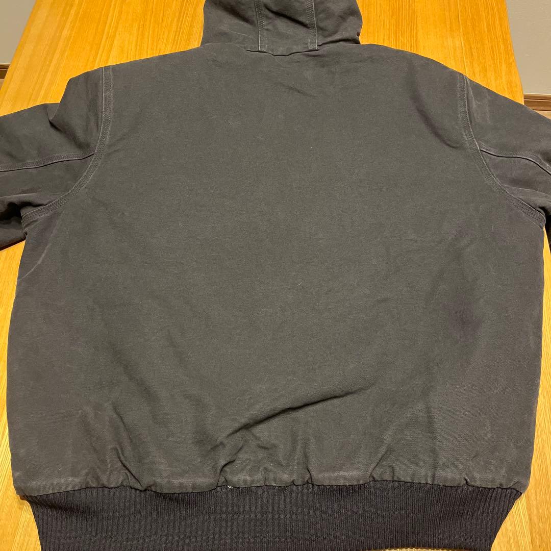 Carhartt フード付き　アクティブジャケット　ブラック　フェード　革タグ