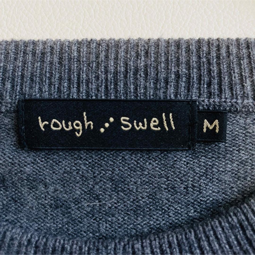 6793【美品】ラフアンドスウェル　クルーネックニット　カモノハシ柄　ラグラン袖