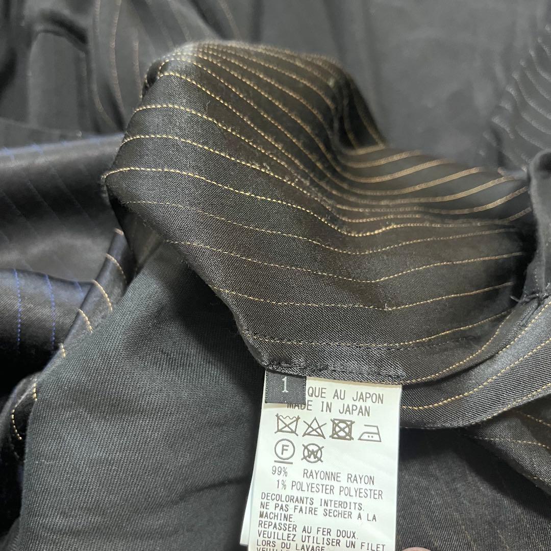 ワルン　　ストライプ切り替え　シャツ　ロングワンピース