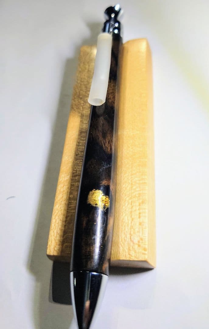 黒柿　シャープペンシル　新うるし　拭き漆　金継ぎ　補修済み