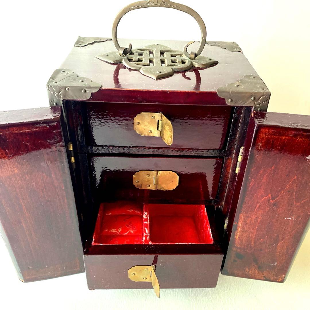 アンティーク　李朝家具 ジュエリーボックス　鍵付きアクセサリーケース　古美術