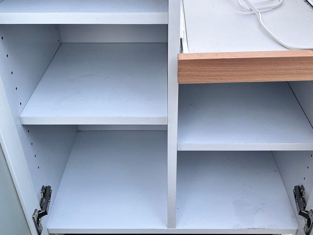 キッチンカウンター 炊飯器 レンジ台 キャスター付き 食器棚ホワイト