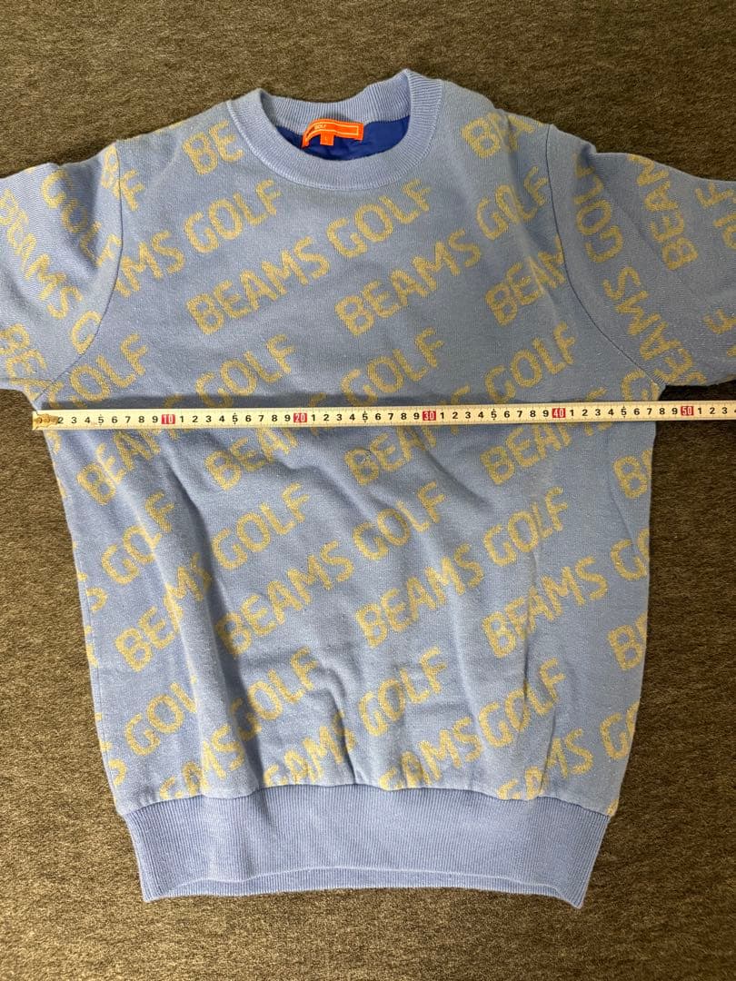 BEAMS GOLF ビームスゴルフ ロゴ総柄 セーター ブルー