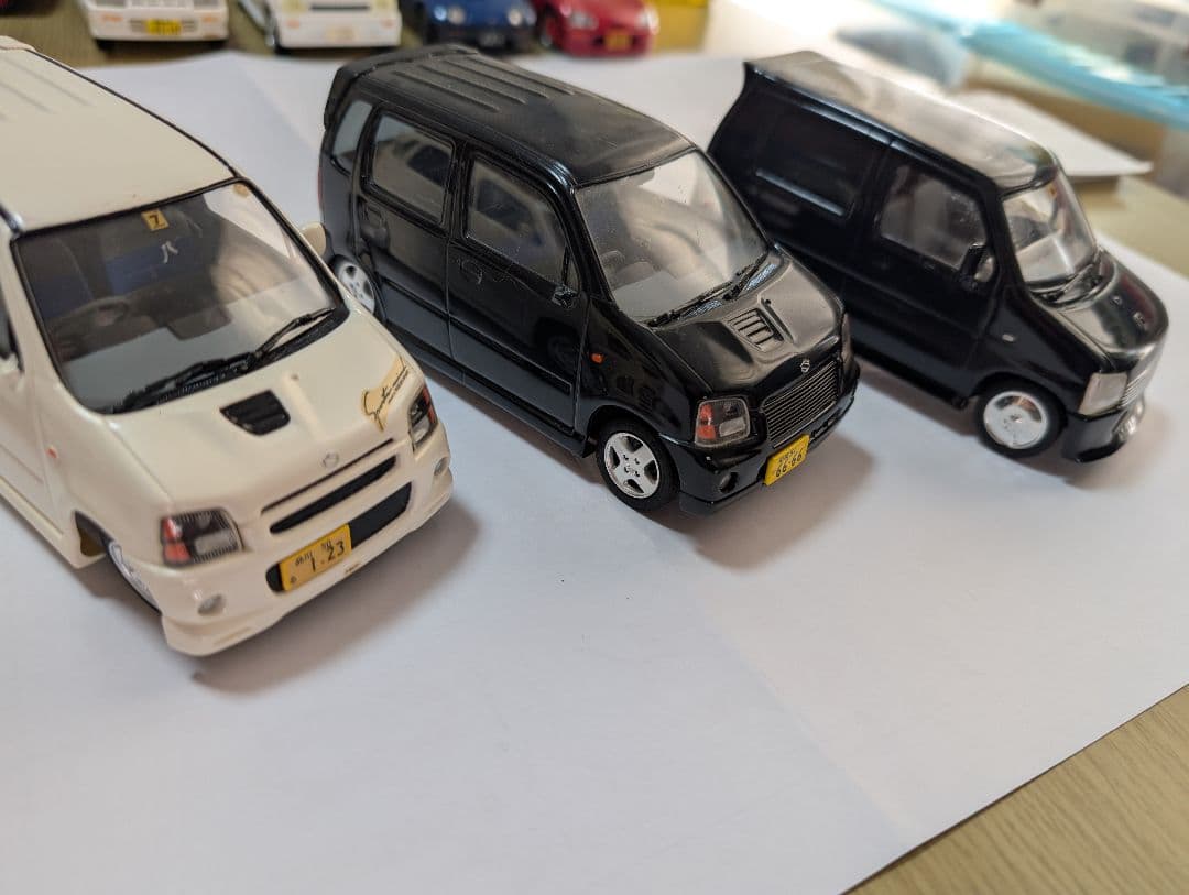 1/24軽自動車ワゴンR組み立て済の4台セットジャンク