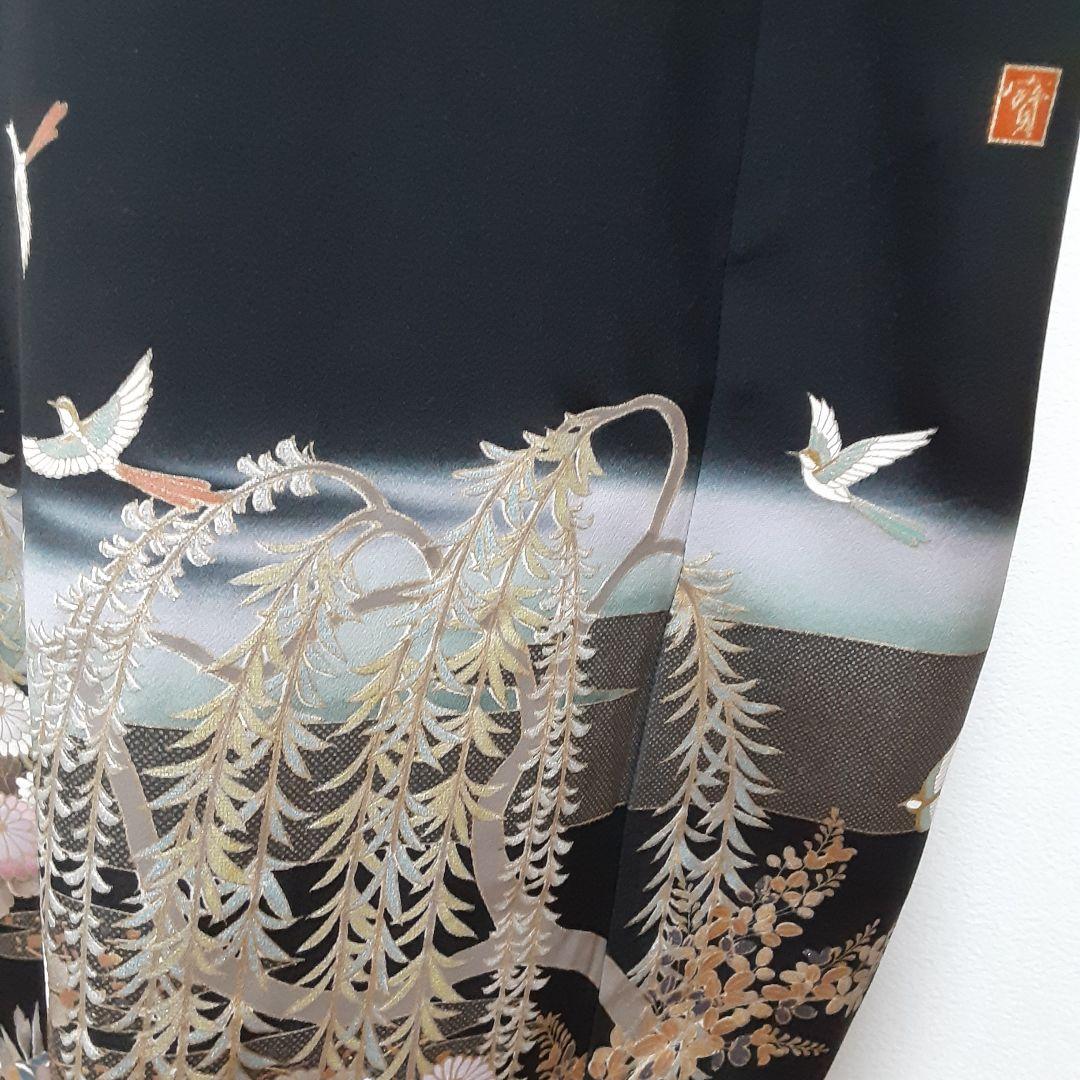 リメイク着物ロングワンピースボレロ付き正絹作家者11号フリーサイズ