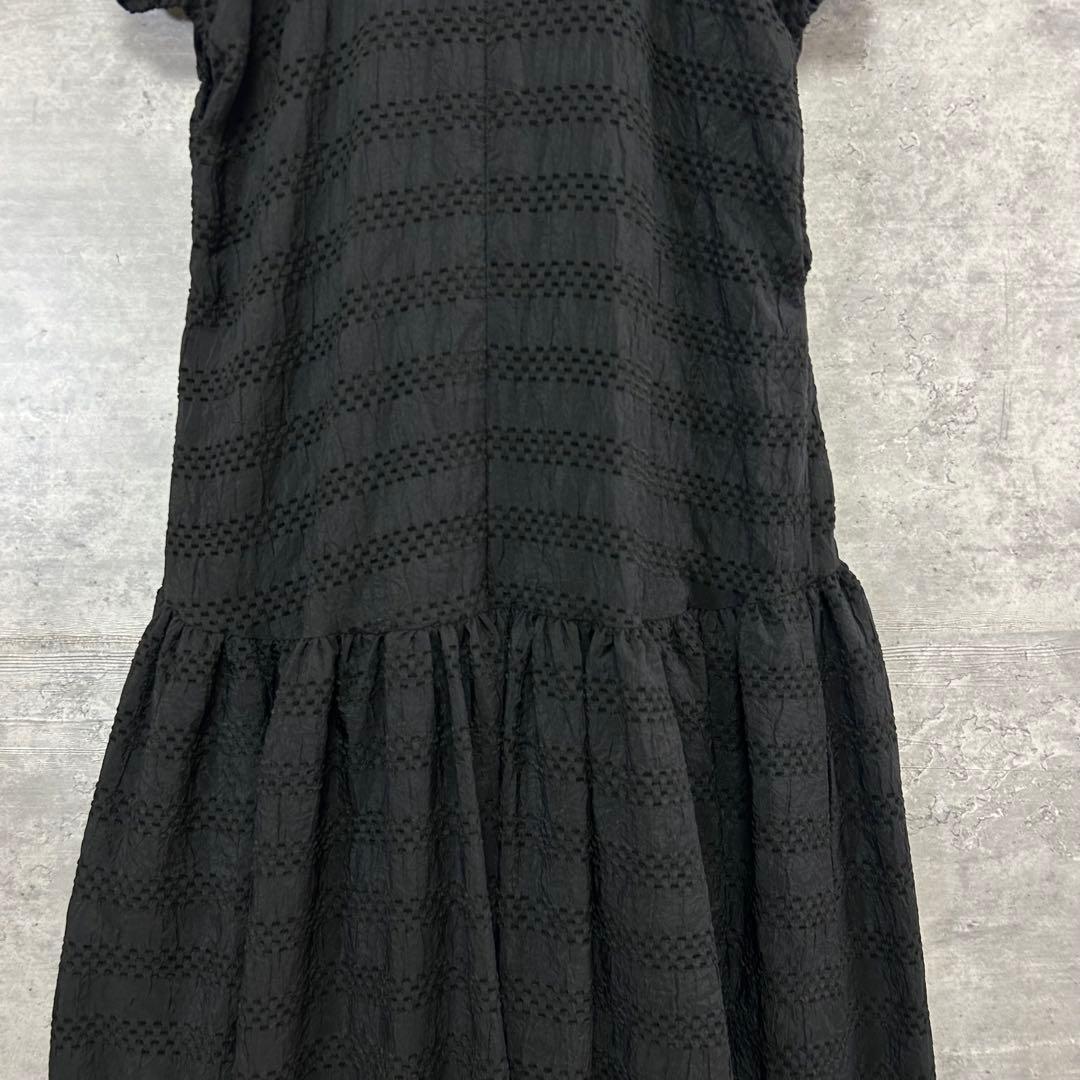 UNMINOU アンミヌ ミニカラーステッチ シャーリングドレス ワンピース